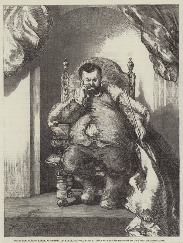 Señor Don Sancho Panza, gobernador de Barataria, exposición de la Institución Británica de John Gilbert