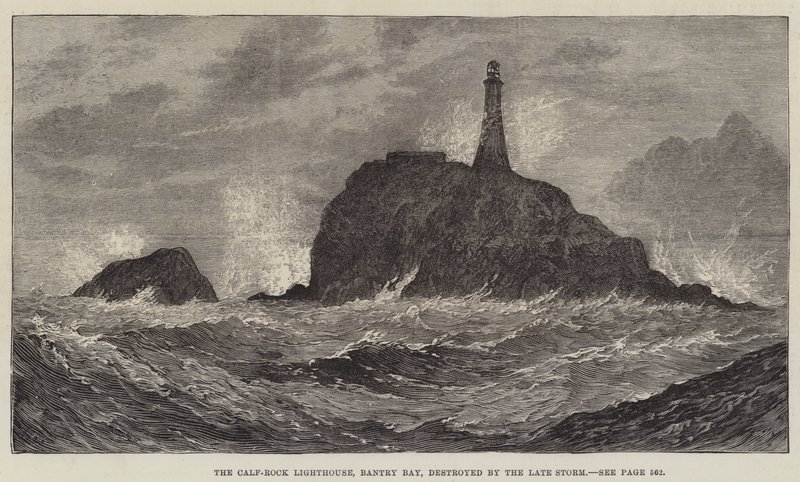 El faro de Calf-Rock, Bantry Bay, destruido por la última tormenta de John Gilbert