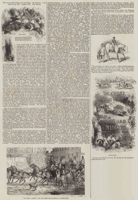 La caza, el césped y el camino, por Nimrod de John Gilbert