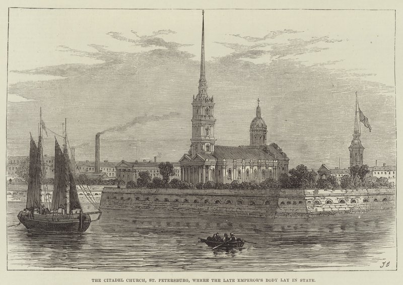 La iglesia de la ciudadela, San Petersburgo, donde yacía el cuerpo del difunto emperador de John Gilbert