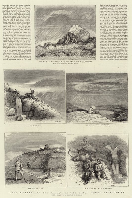 Caza de ciervos en el bosque de Black Mount, Argyllshire de John Guille Millais