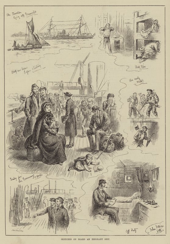 Bocetos a Bordo de un Barco de Emigrantes de John Jellicoe