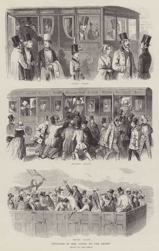 Inglaterra en 1842, yendo al Derby de John Leech
