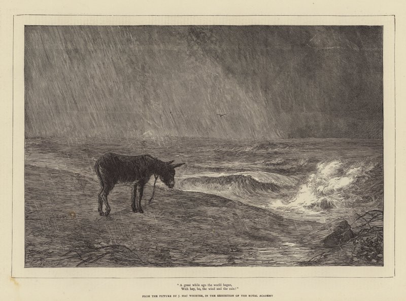 Hace mucho tiempo comenzó el mundo, ¡Con hey, ho, el viento y la lluvia! de John MacWhirter