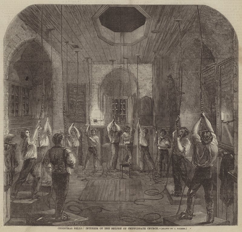 Campanas de Navidad, interior del campanario de la iglesia de Cripplegate de John Palmer