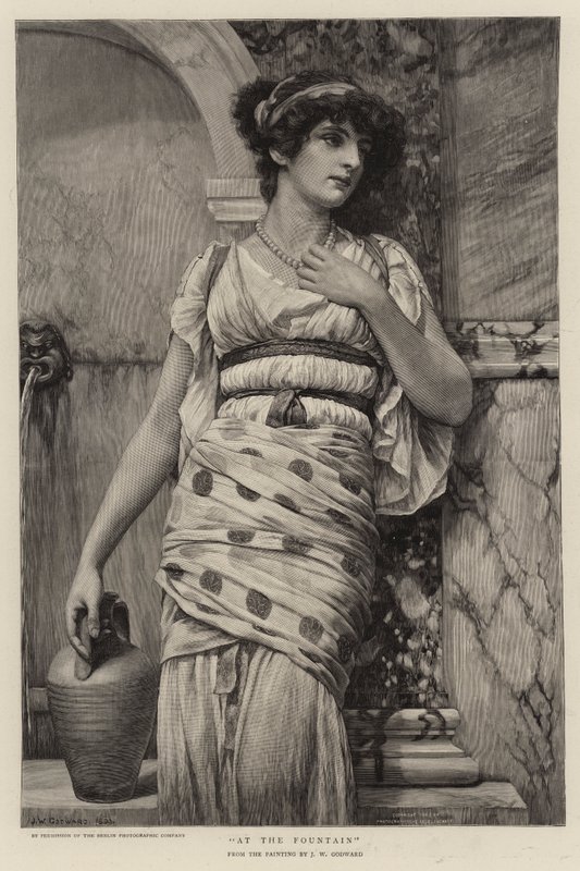 En la fuente de John William Godward
