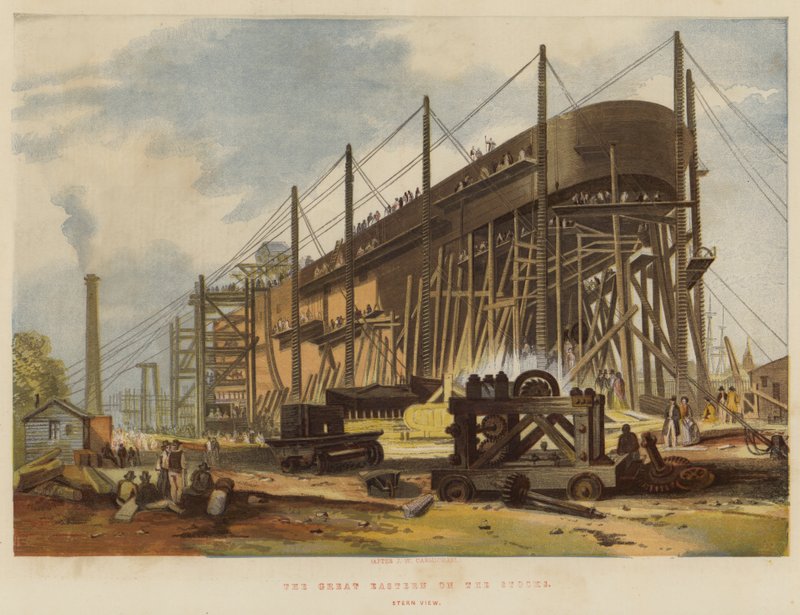 El Gran Oriental en los astilleros, vista de popa de John Wilson Carmichael