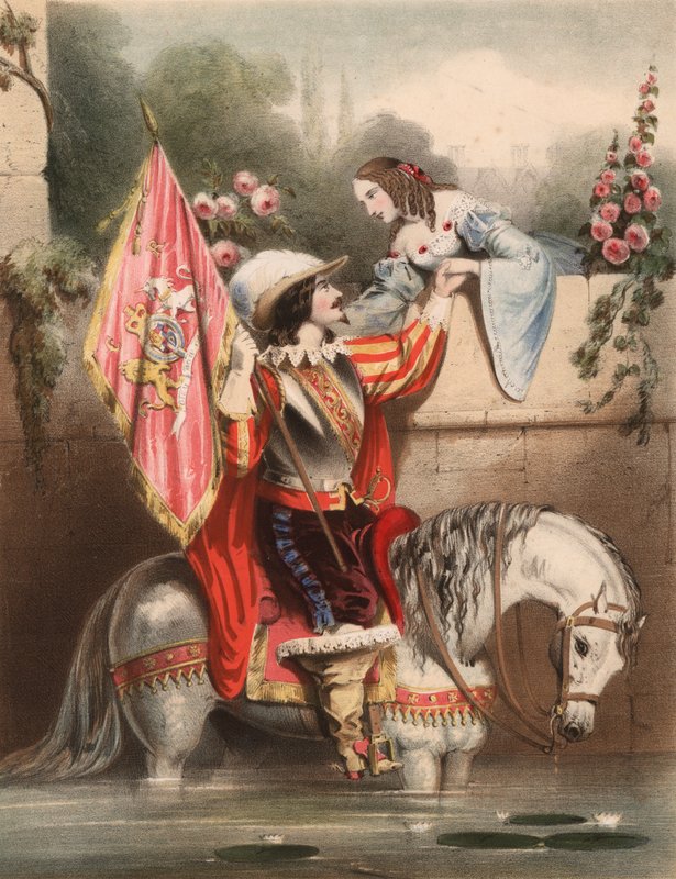 Mira sobre el Muro del Jardín Kate - soldado en un caballo blanco encontrándose con su amor de John (after) Brandard