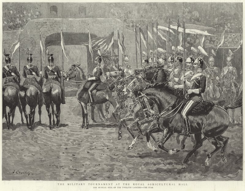 El torneo militar en el Royal Agricultural Hall (grabado) de John (after) Charlton