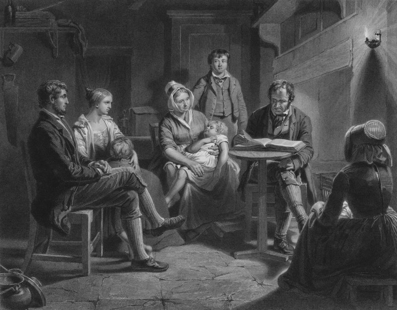 Ilustración para La Noche del Cottar de Robert Burns, Verso XII de John (after) Faed