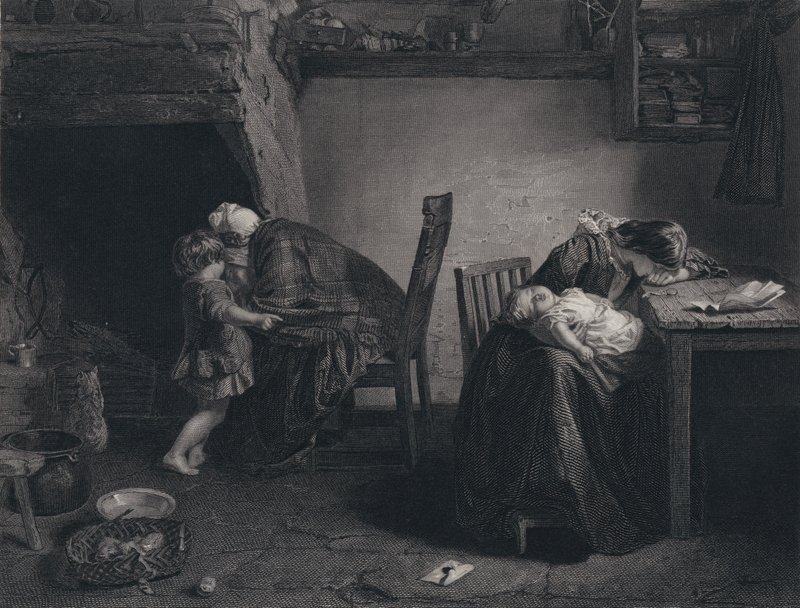 Ilustración para El regreso del soldado por Robert Burns (grabado) de John (after) Faed