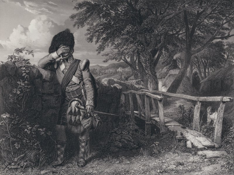 Ilustración para El regreso del soldado de Robert Burns de John (after) Faed