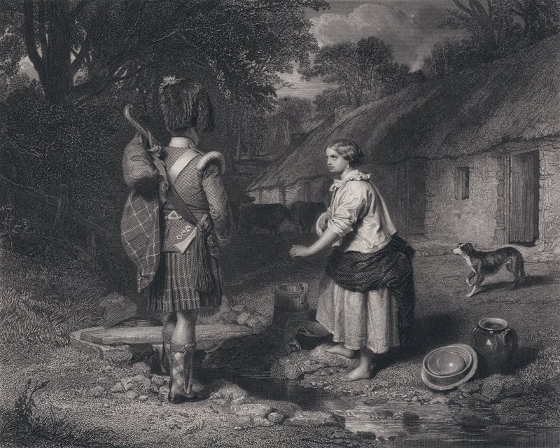 Ilustración para El Regreso del Soldado de Robert Burns (grabado) de John (after) Faed