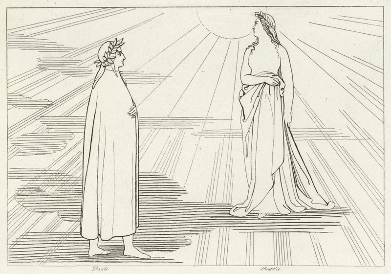 Ascenso al Primer Cielo, Paraíso, Canto 1 (grabado) de John (after) Flaxman