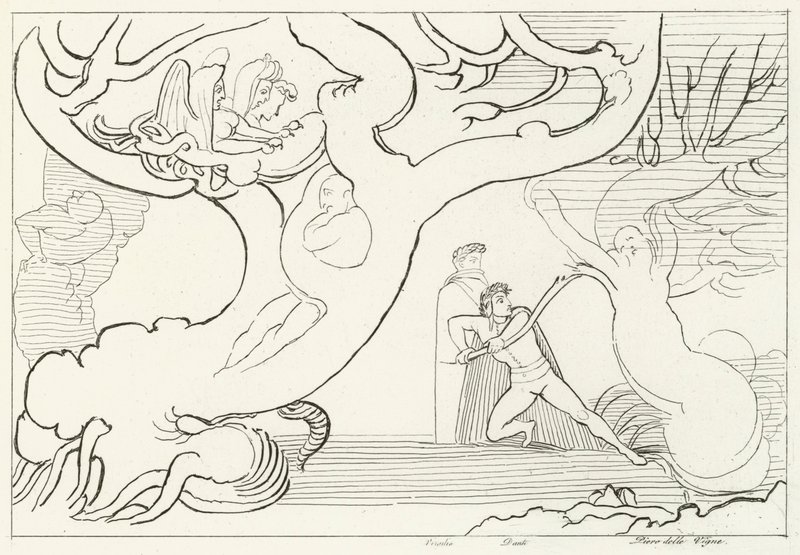Bosque de las Harpías, Infierno, Canto 13 (grabado) de John (after) Flaxman