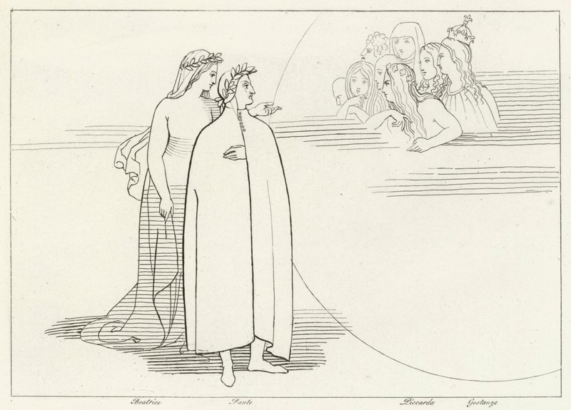 Habitantes de la luna, Paraíso, Canto 3 (grabado) de John (after) Flaxman