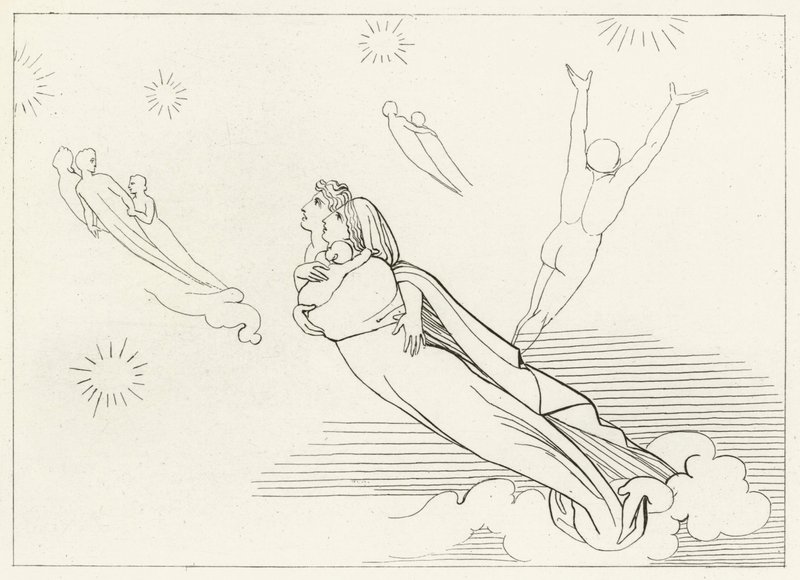 Almas regresando a sus esferas, Paraíso, Canto 4 (grabado) de John (after) Flaxman
