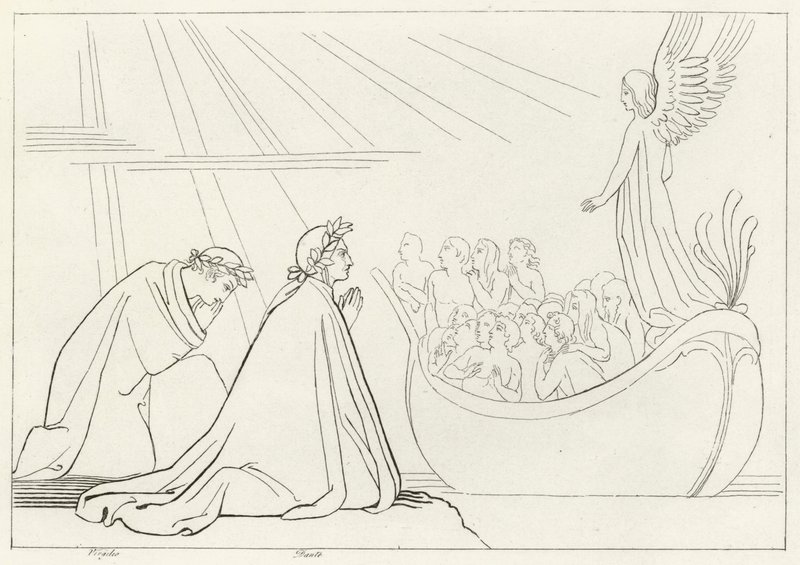 La barca del Purgatorio, Purgatorio, Canto 2 de John (after) Flaxman