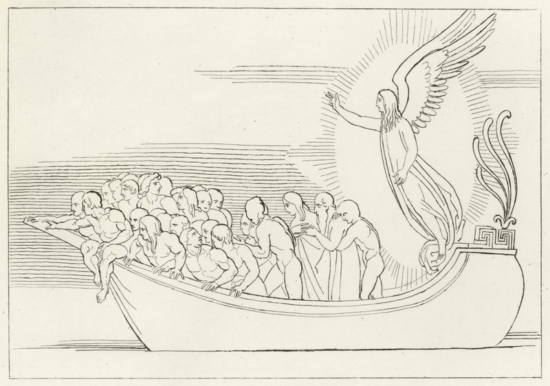 La bendición, Purgatorio, Canto 2 (grabado) de John (after) Flaxman