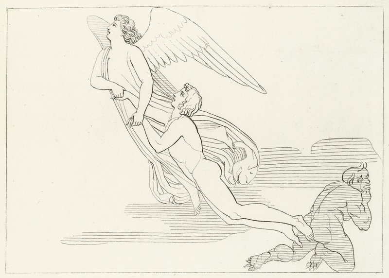 La Liberación de Buonaconte, Purgatorio, Canto 5 (grabado) de John (after) Flaxman