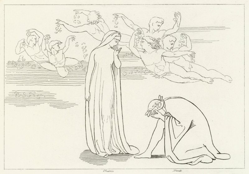 El descenso de Beatriz, Purgatorio, Canto 30 (grabado) de John (after) Flaxman