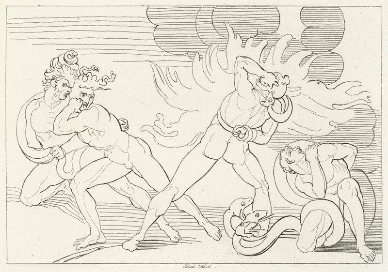 Las Serpientes Ardientes, Infierno, Canto 24 (grabado) de John (after) Flaxman