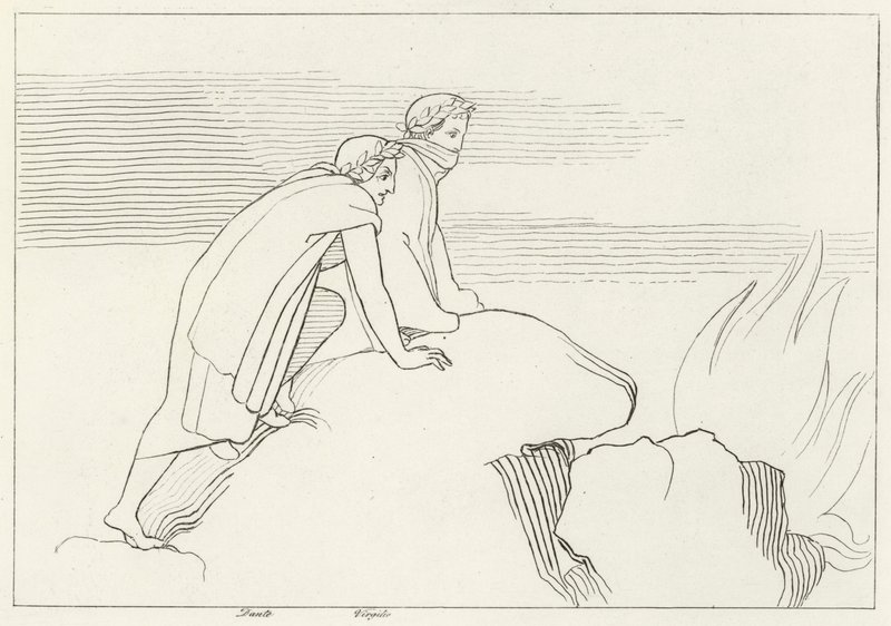 El golfo llameante, Infierno, Canto 26 (grabado) de John (after) Flaxman