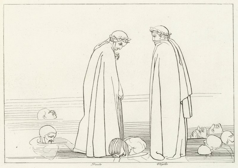 El lago congelado, Infierno, Canto 32 (grabado) de John (after) Flaxman