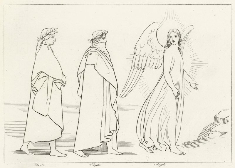 El ángel guía, Purgatorio, Canto 15 (grabado) de John (after) Flaxman