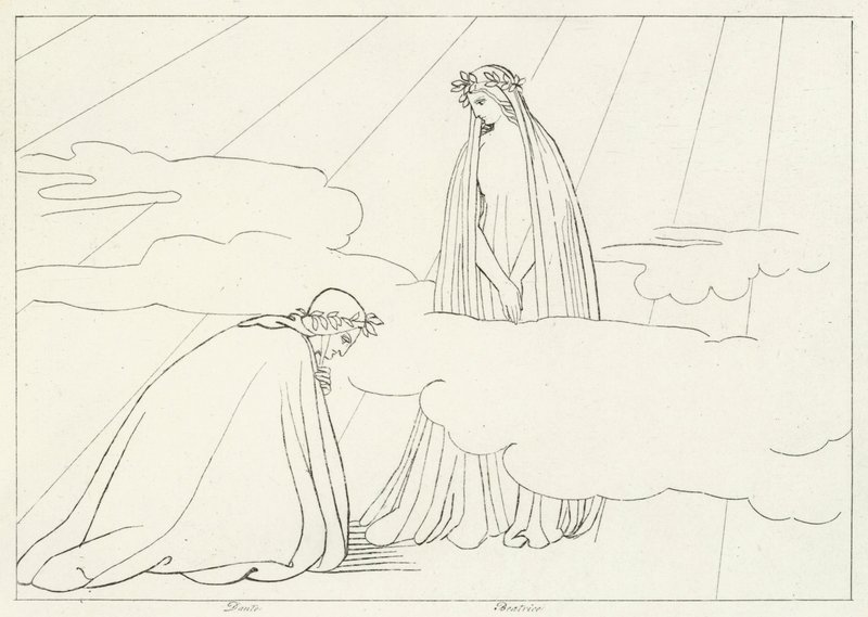 La esfera lunar, Paraíso, Canto 2 de John (after) Flaxman