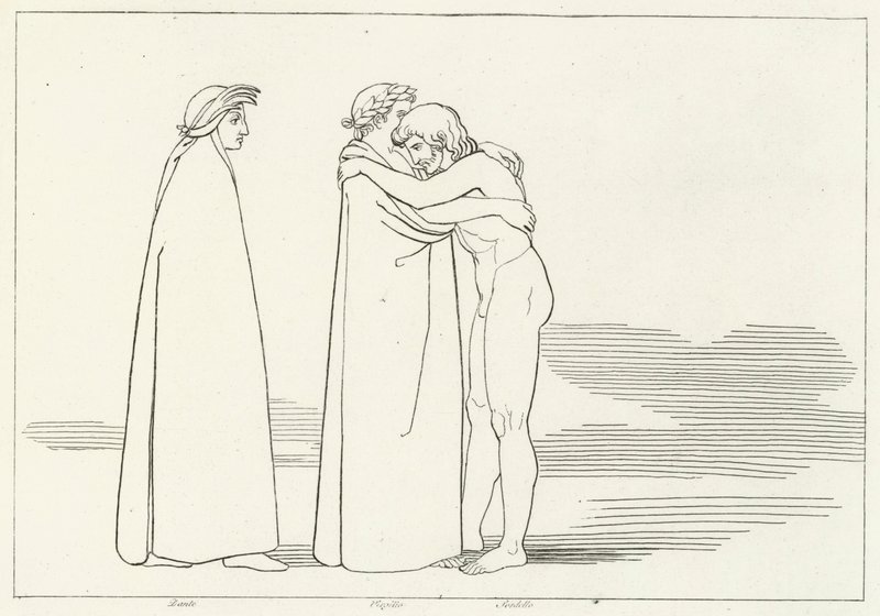 El Encuentro con Sordello, Purgatorio, Canto 6 (grabado) de John (after) Flaxman