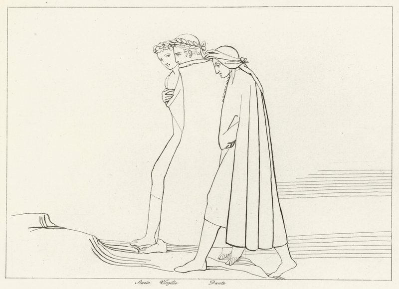 El encuentro con Estacio, Purgatorio, Canto 21 (grabado) de John (after) Flaxman