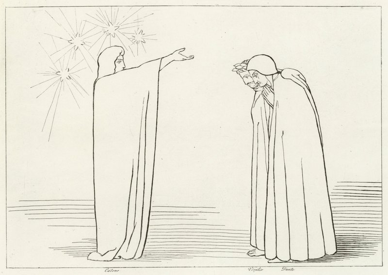 La montaña de la prueba, Purgatorio, Canto 1 de John (after) Flaxman