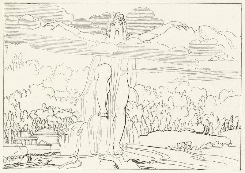 La estatua de los cuatro metales, Infierno, Canto 14 (grabado) de John (after) Flaxman