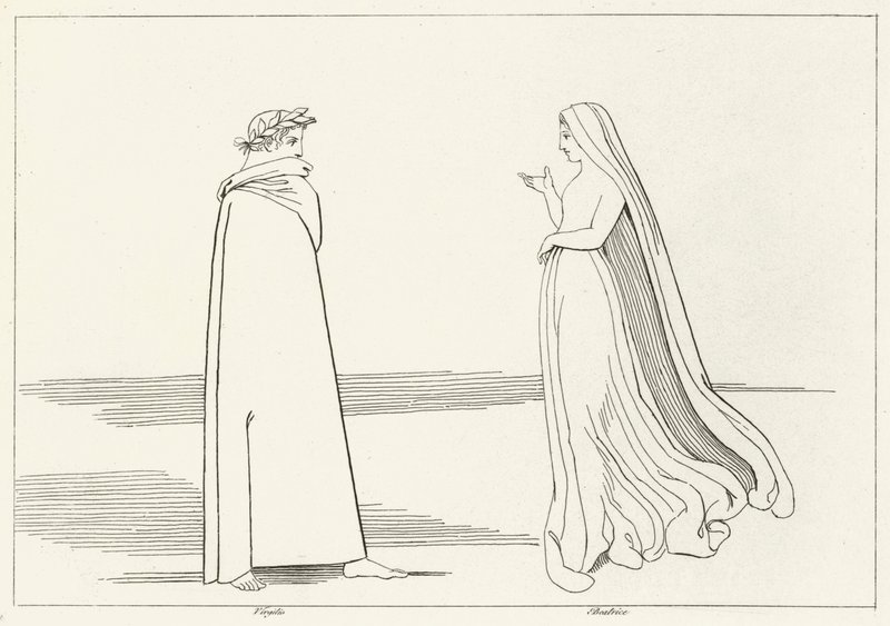 Virgilio y Beatriz Reuniéndose, Infierno, Canto 2 (grabado) de John (after) Flaxman