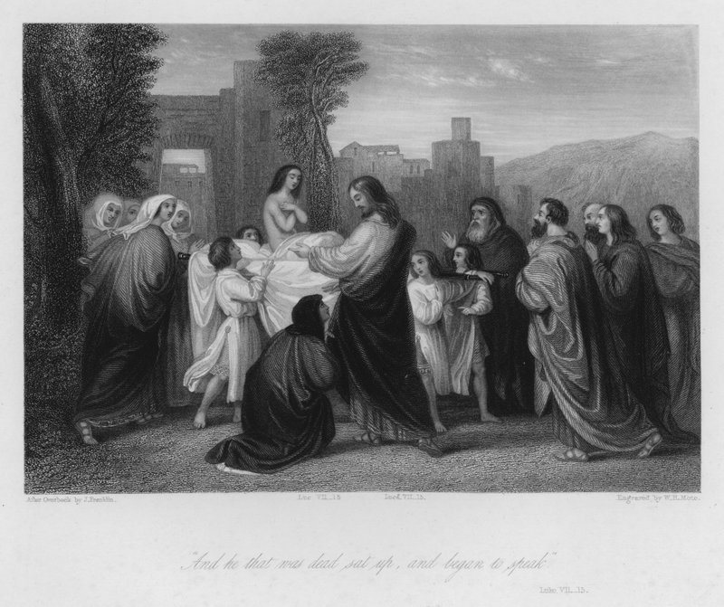 Cristo resucita al hijo de la viuda, Lucas VII de John (after) Gilbert