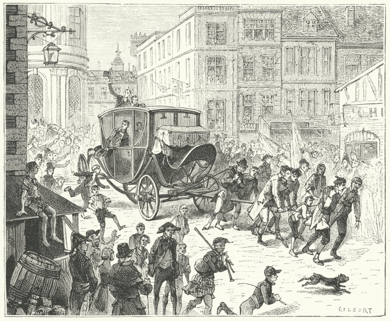 El diplomático francés Jacques Lauriston en Londres para transmitir la ratificación de la Paz de Amiens de John (after) Gilbert