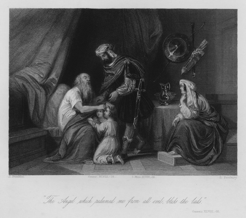 Jacob bendiciendo a Efraín y Manasés, Génesis XLVIII de John (after) Gilbert
