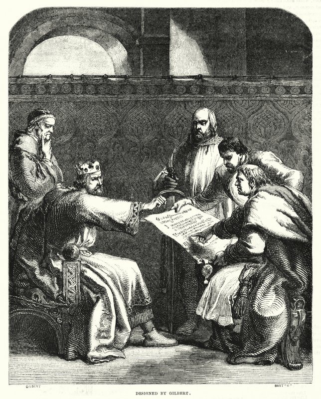 El rey Juan rechazando firmar la Carta Magna en Oxford, en 1215 de John (after) Gilbert