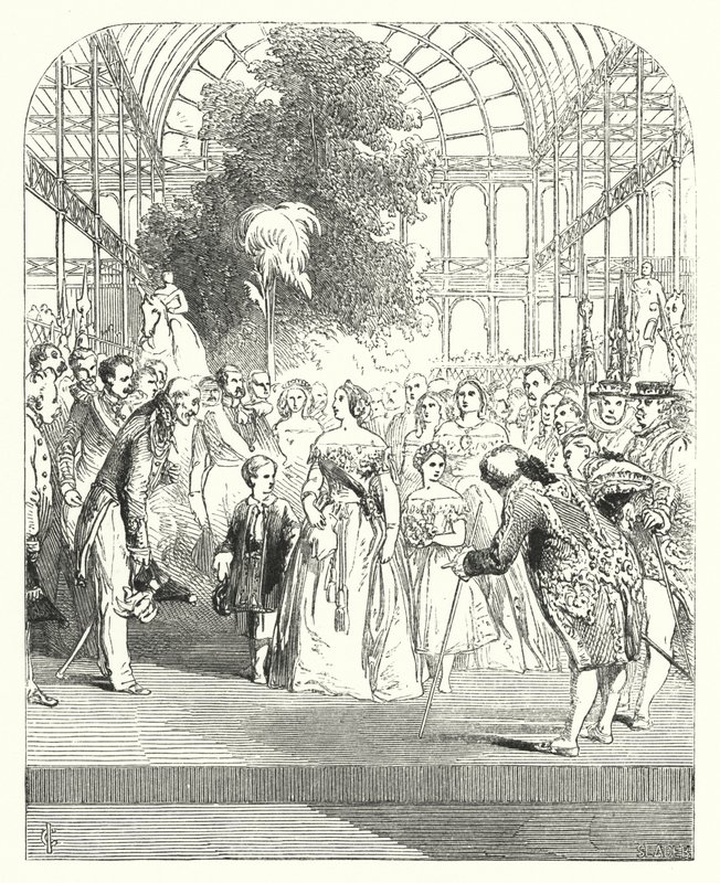 La reina Victoria y sus hijos visitando la Gran Exposición de 1851, Crystal Palace, Hyde Park, Londres de John (after) Gilbert