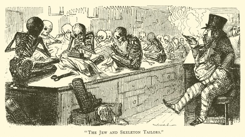 El judío y los sastres esqueléticos (grabado) de John (after) Leech