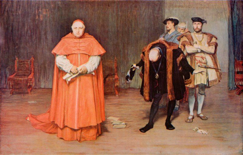 Shakespeare: La caída de Wolsey, Rey Enrique VIII, Acto III, Escena 2 (litografia en color) de John (after) Pettie