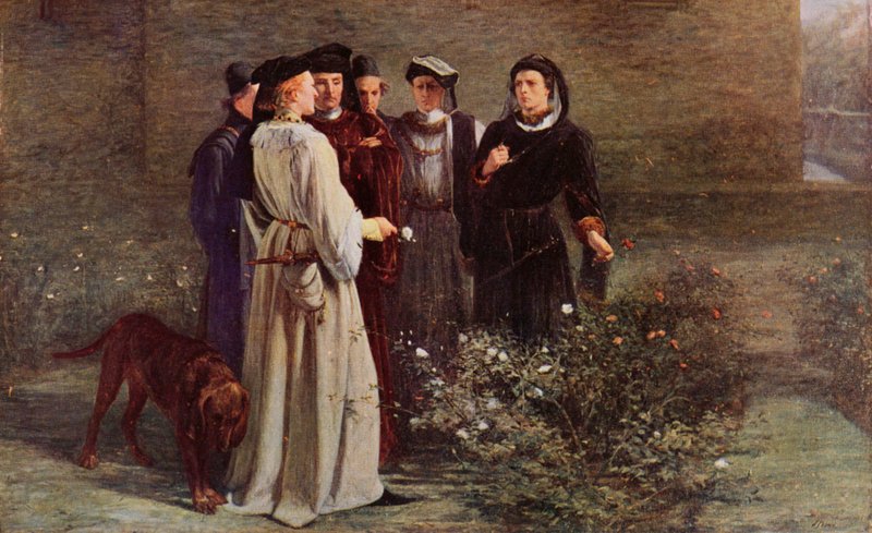 Shakespeare: La rosa roja y la blanca, Enrique VI, Parte I, Acto II, Escena 4 (litografia en color) de John (after) Pettie