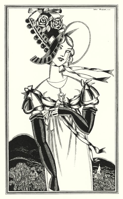 Ilustración para Don Juan de Lord Byron: Un bonete, que el bello sexo lleva (litografía) de John Austen