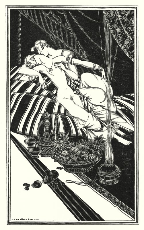 Ilustración para Don Juan de Lord Byron: Haidee y Juan no se casaron, la culpa fue de ellos, no mía (litografía) de John Austen