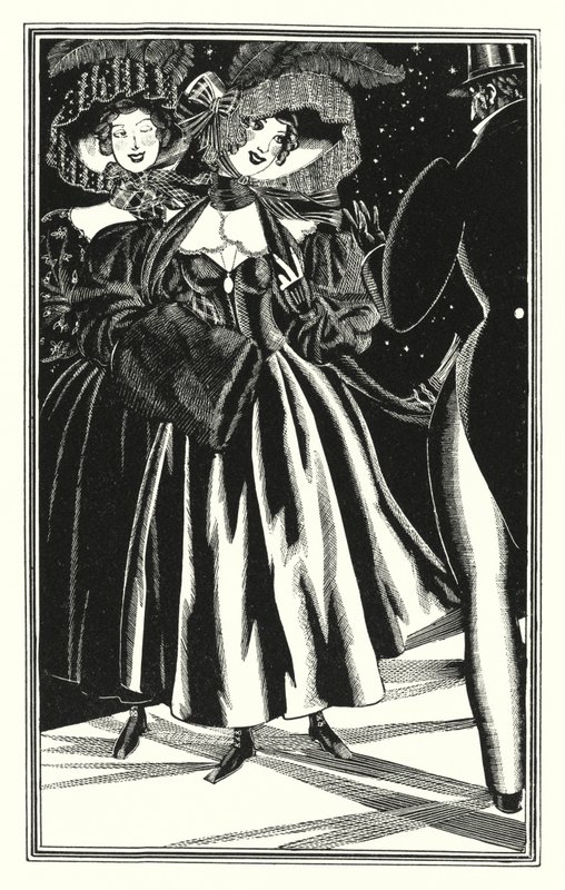 Ilustración para Don Juan de Lord Byron: Los papiantes pedestres, cómodos pero inmorales (litografía) de John Austen