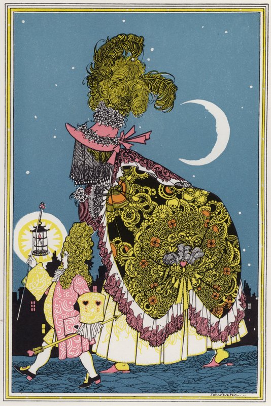 Ilustración para "Rogues In Porcelain", A Miscellany of Eighteenth Century Poems (litografía en color) de John Austen