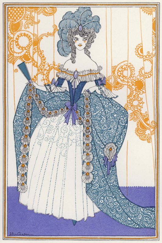 Ilustración para "Rogues In Porcelain", A Miscellany of Eighteenth Century Poems (litografía en color) de John Austen