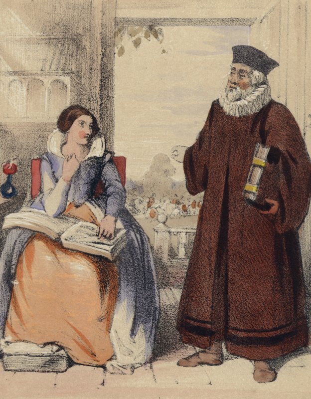 Rogert Ascham, tutor de la Reina Isabel I de John Callcott Horsley