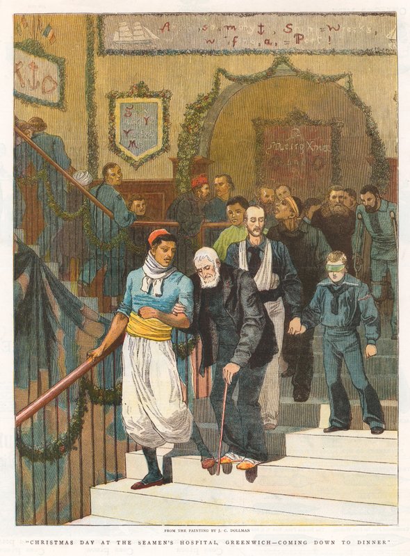 Día de Navidad en el Hospital de Marineros, Greenwich de John Charles Dollman